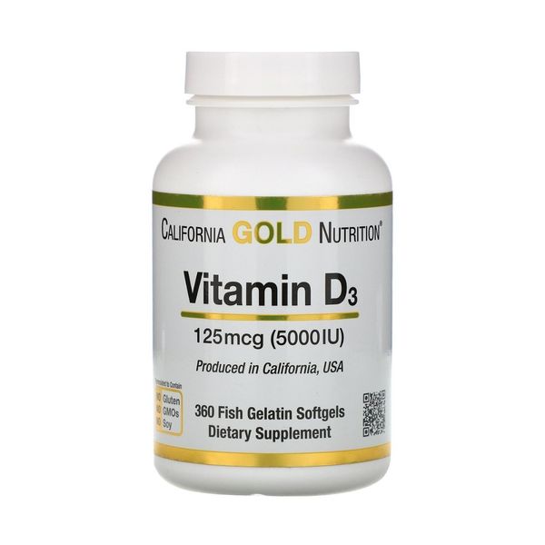 California Gold Nutrition Vitamin D3 (5000IU) 360 капсул 586836861 фото