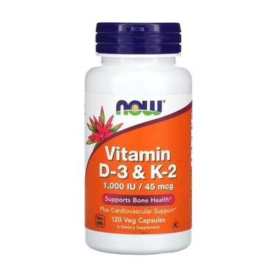 NOW Vitamin D3 + K2 120 капсул 586833348 фото