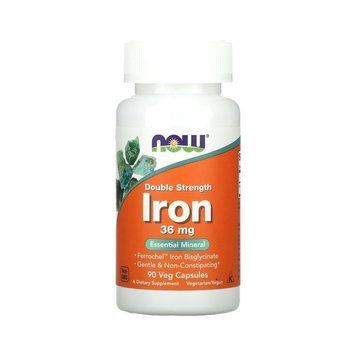 NOW Foods Iron Double Strength 36 мг, 90 капсул (Ferrochel) SX3047335076 фото