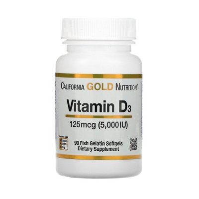 California Gold Nutrition Vitamin D3 5000 IU 90 капсул 586837488 фото
