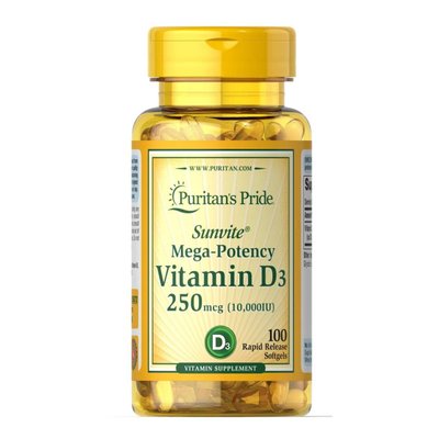 Puritan's Pride Vitamin D3 250 mcg (10000 IU) 100 капсул 384870275 фото
